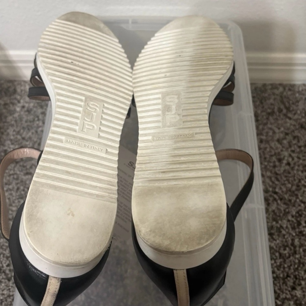 Sarah Jessica Parker SJP Meteor T Strap Flats Black Leather Size 36.5 - Picture 5 of 6